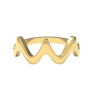 Anillo de Plata de Ley 925 Chapado en Oro de 14K, Hecho a Mano, Clásico, Moderno, con Patrón Ondulado para Mujer, para Bodas y Fiestas - Product Image 1