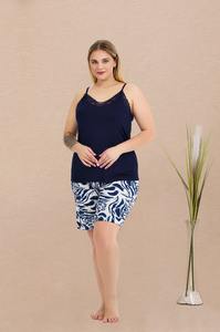 Ensemble de pyjama pour femmes grandes tailles, haut à manches courtes et short, vêtements de nuit confortables, vêtements de maison de grande taille - Product Image 5
