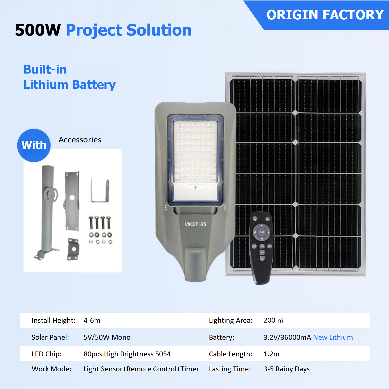 500W griy | Nuovo litio | Installare 6m/coperchio 200 di serie