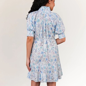 Elegant Casual Square Collar Women's Cotton Dobby Floral <b>Mini</b> Dress for Office and Partywear Available at Affordable Price - Product Image 4