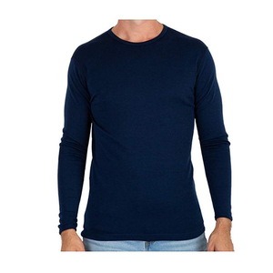 Custom 100% Cotton Wool Shirt Long Sleeve <b>Thermal</b> Shirt Plain Round Neck T Shirt T-shirt for men - Product Image 6