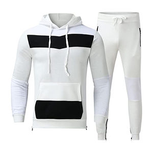 Survêtement décontracté en coton pour hommes, pantalon de survêtement à capuche à manches longues, vêtements de sport anti-rides, entraînement XL, logo OEM imprimé lavé à l'acide - Product Image 1