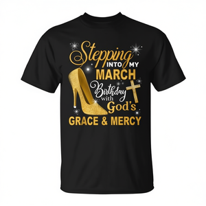 Camiseta para celebrar mi cumpleaños de marzo con la gracia y la misericordia de Dios - Product Image 2