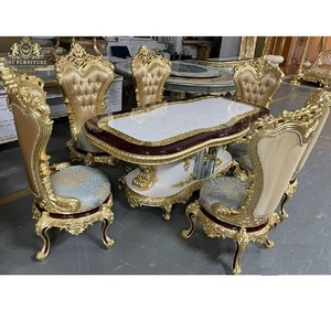 Conjunto de comedor Ultra lujoso de 6 plazas, muebles de estilo árabe para el hogar, comedor turco, mesa de comedor tallada a mano - Product Image 1