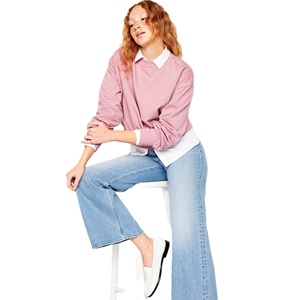Conception personnalisée col rond coupe ample à manches longues sweat-shirt femmes printemps automne coton polaire femmes haut court pullover - Product Image 5
