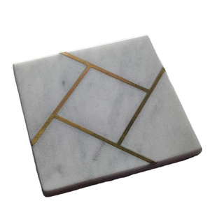 ที่รองแก้วหินอ่อนทองเหลืองแผ่นรองแก้วหินอ่อนลายหินอ่อนและที่รองแก้วโลหะ - Product Image 1