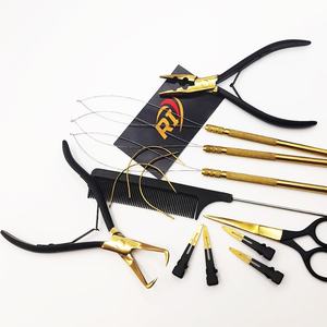 Professional Hair Extension Tools Kit Stainless Steel Pliers Loop Scissor <b>Needles</b> Customizable <b>Leather</b> Pouch Professional Hair - Product Image 3