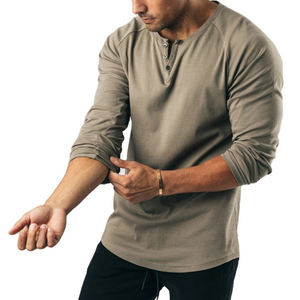 Camiseta de manga larga para hombre de diseño profesional de gran venta, transpirable, ajustada, con cuello ligero, estampado de precio bajo hecho en fábrica - Product Image 2