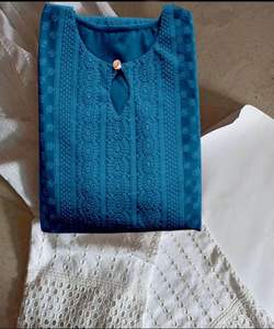 Boutique de vêtements islamiques, costume Gharara en mousseline de soie de style fourchette pour femmes musulmanes, mode pakistanaise, trois pièces cousues, durable, pour l'Aïd - Product Image 3