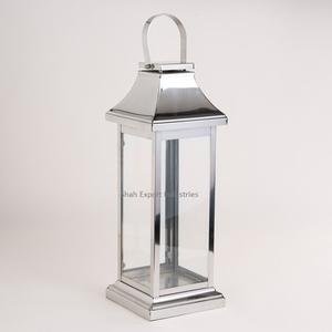 Home Decorative Metal & Glass <b>Candle</b> Lantern Silver Finished for Wedding & Christmas Tabletop Decor <b>Hanging</b> Lantern - Product Image 1