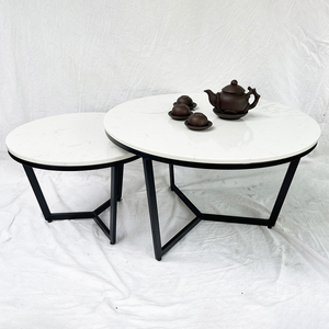 Modern Nesting <b>Sofa</b> <b>Table</b> with Glass Top and Metal Legs 70x70x45cm Living Room Furniture TT68167 - Product Image 4