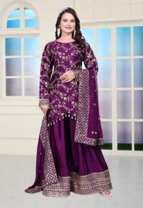 Hermoso traje Sharara con trabajo bordado en secuencia - Product Image 4