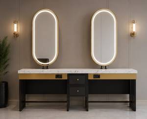 Factory Direct Customized Luxury Barber Station with Mirror, <b>Storage</b> Drawers, Display Shelves, Hair Salon Styling <b>Unit</b> - Product Image 4