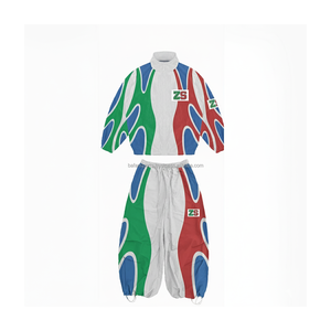 Ensemble coupe-vent en polyester 230 GSM de haute qualité tissu imperméable respirant panneau multicolore broderie de logo personnalisé grande taille - Product Image 5