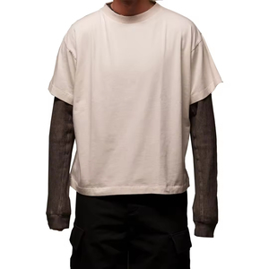 Logo personnalisé long double manches double couche hommes t-shirt pour hommes surdimensionné t-shirt haut produit à la mode double manches chemise - Product Image 6