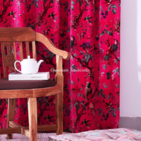 Top Grade Soie Fait Vintage Coton Velours Rideau Drapé Fenêtre Décor Rose Porte Rideau Pour Fenêtre Décor