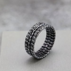 Bague unisexe Yunnique en acier inoxydable, motif dragon vieilli, style hip-hop, géométrique ronde, avec incrustation ouverte, idée cadeau, style tendance - Product Image 2