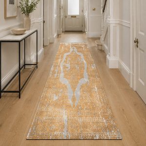 Tapis de salon en chenille antidérapant, imprimé numériquement, style oriental traditionnel, beige et marron, lavable en machine, vente en gros - RUGS DEPOT LXDP-0522 - Product Image 5