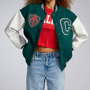 Chaqueta de mezclilla estilo universitario con letras de hip hop 2026 para mujer, abrigos de béisbol con botones de tela de lana, chaquetas de baloncesto, top - Product Image 5