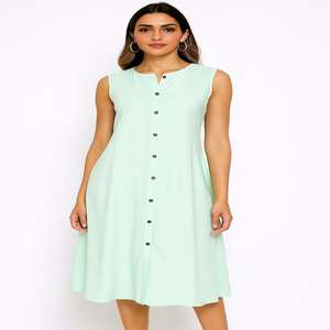 Robe de soirée de haute qualité, robe de fête, vente en gros, style décontracté quotidien, robe d'été, tissu mélangé, sans manches, robe unie - Product Image 1