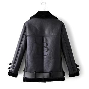 Veste d'hiver en similicuir souple pour femmes Manteau de base à fermeture éclair Col rabattu Veste de moto avec ceinture Manteau d'entretien OEM - Product Image 4