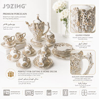 Service à thé en porcelaine et céramique JOZING de luxe avec garniture dorée et cristaux, tasses, soucoupes, pot Dallah, liquidation de stock, directement de l'usine, mariage arabe