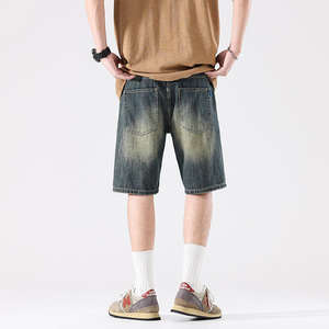 Ropa de calle de verano, pantalones cortos de hombre de estilo Formal Anti-UV transpirables de algodón 100% de lona lavada oscura desgastada holgada personalizada - Product Image 3