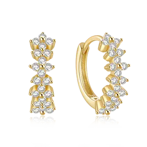 Ins phổ biến Huggie Bông tai hợp thời trang 5A Zircon hoa hình đồ trang sức mỹ cho phụ nữ sang trọng 925 bạc Hoop Bông tai