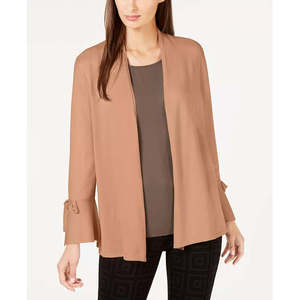 Cardigan da Donna Alfani Grande Colore Taupe con Stampa Floreale e Maniche Annodate, Decorazione con Bottoni per la Stagione Autunnale - Product Image 1