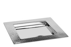 Bandeja de corte de acero inoxidable moderna Bandejas de plata Superficie martillada Artesanía Rectángulo y bandejas cuadradas - Product Image 6