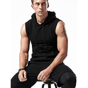 Sudaderas con capucha de entrenamiento de gimnasia sin mangas de malla transpirable para hombre con logotipo personalizado OEM, camiseta sin mangas de entrenamiento, ropa informal con decoración bordada - Product Image 1