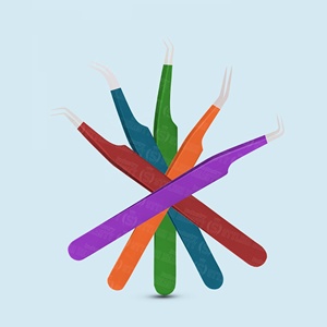 Ensemble d'outils pour cils en acier inoxydable de haute précision, pinces à cils colorées, pinces courbées, droites, pour extensions de cils en volume - Product Image 3