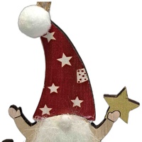Adorno Colgante de Madera Natural con Diseño de Duende Feliz para Interiores, 8.5CM, Marca CK, Adorno para Árbol de Navidad, Regalo, Proveedor Confiable para Festividades