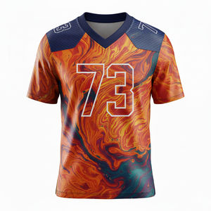 Maillots de football américain à manches courtes personnalisés, sublimés, 100% polyester, respirants, antibactériens, grande taille, logo avant, équipes - Product Image 6