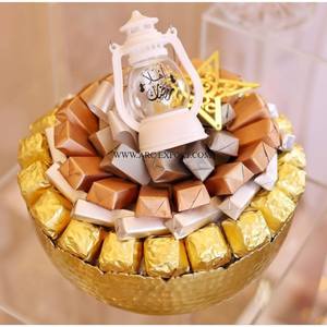 Leaf Designer Bol de service décoratif en aluminium plaqué or pour snacks au chocolat et fruits pour Offre Spéciale Bol à chocolat de luxe à 2 niveaux - Product Image 2