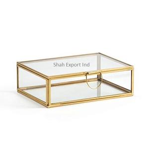 Awesome Design Rectangular <b>Jewelry</b> <b>Box</b> Decorative Brass/<b>Glass</b> Storage <b>Box</b> for Ring Earring <b>Jewelry</b> Display Boxes - Product Image 1