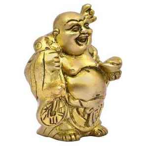 Estatua de Buda Risueño de Latón Dorado Antiguo, Escultura Decorativa Hecha a Mano, Perfecta para Decoración del Hogar, Feng Shui, Positividad y Regalos - Product Image 3