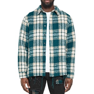 Chemises décontractées à boutons en flanelle à carreaux à manches longues pour hommes avec votre logo personnalisé, étiquettes, étiquettes suspendues, emballage - Product Image 1
