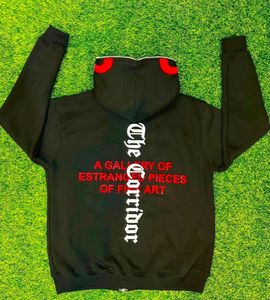 เสื้อฮู้ดขนแกะขนาดใหญ่พิเศษของผู้ชายสีดำเสื้อแนวสตรีทผ้าคอตตอน100% ผ้าคอตตอนตัวยาวให้ความอบอุ่นมีซิปแบบเต็ม - Product Image 6