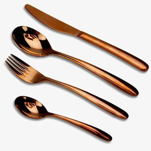 Ensemble de couverts en acier inoxydable poli argenté avec long manche rond martelé dans une boîte cadeau Ensemble de couverts élégant - Product Image 5