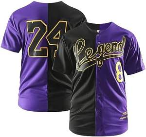Maillot de baseball Legend 8 & 24 pour homme-Chemise de sport à fente boutonnée et cousue - Product Image 1