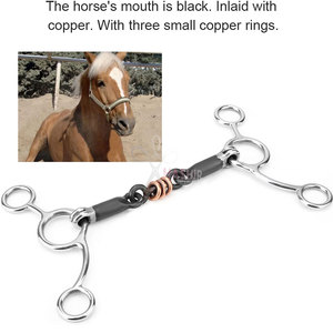 บิตม้าสแตนเลสเกรดพรีเมียม บิตเหล็กดำทนทาน บิตแบบสแนฟเฟิลสำหรับม้า บิตฝึกเคี้ยวแบบอ่อนโยนสำหรับม้า อุปกรณ์ขี่ม้า - Product Image 4