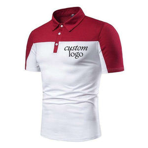 <b>Men's</b> Color Blocked <b>Polo</b> <b>Shirt</b> Short Sleeve Knitted Casual White <b>Red</b> Solid Design Button Front Regular Fit - Product Image 2