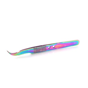 Pince à épiler d'extension de cils japonaise en acier inoxydable enduite d'arc-en-ciel de belle conception - Product Image 3