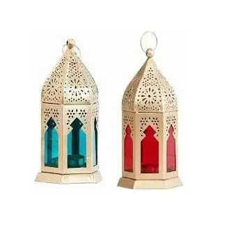 Ramadan Special Hand Crafted Metal Lantern For Ramadan Festival Decoration Candle Light Lamp Tableware Classic Lantern