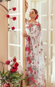 ส่าหรีเดรส2ชิ้นของสตรี,เสื้อสีขาวแต่งลูกไม้หลายชั้นผ้าโปร่งบริสุทธิ์ทันสมัยสีขาว - Product Image 2