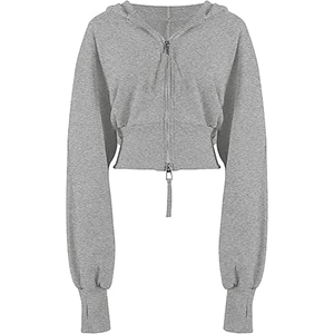 Sweat à capuche court pour femmes de haute qualité Meilleur prix Sweat à capuche zippé court Un audace et un confort - Product Image 5