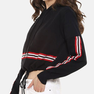 Sweat-shirt à capuche court personnalisé pour femme, haut court, streetwear décontracté, pull tendance - Product Image 1