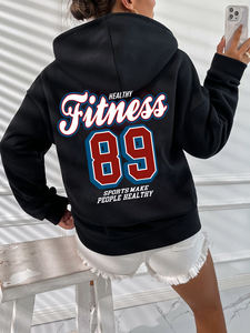 ชุดวอร์มผ้าฟลีซสำหรับผู้หญิงกางเกงขาบานคุณภาพสูงพร้อมฮู้ดชุดโลโก้ตามสั่ง - Product Image 3