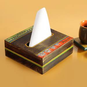 Porta Servilletas de Madera de Mango Marrón para Mostrador, para Bodas, Hogar, Hotel, Restaurante, Oficina, Bar, Caja de Servilletas Hecha en India - Product Image 3